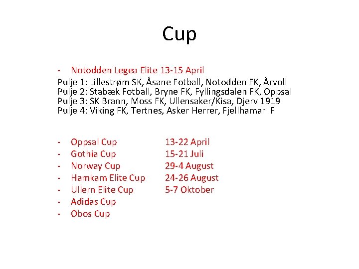 Cup - Notodden Legea Elite 13 -15 April Pulje 1: Lillestrøm SK, Åsane Fotball,