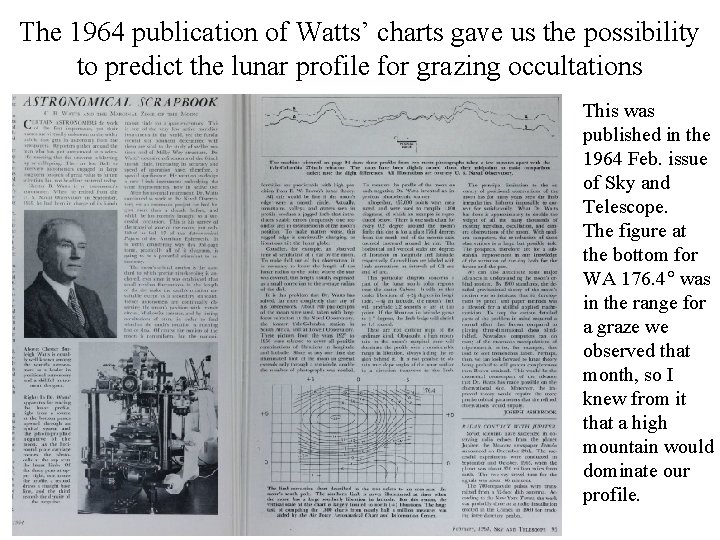 The 1964 publication of Watts’ charts gave us the possibility to predict the lunar