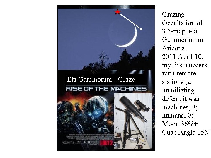 Eta Geminorum - Graze Grazing Occultation of 3. 5 -mag. eta Geminorum in Arizona,