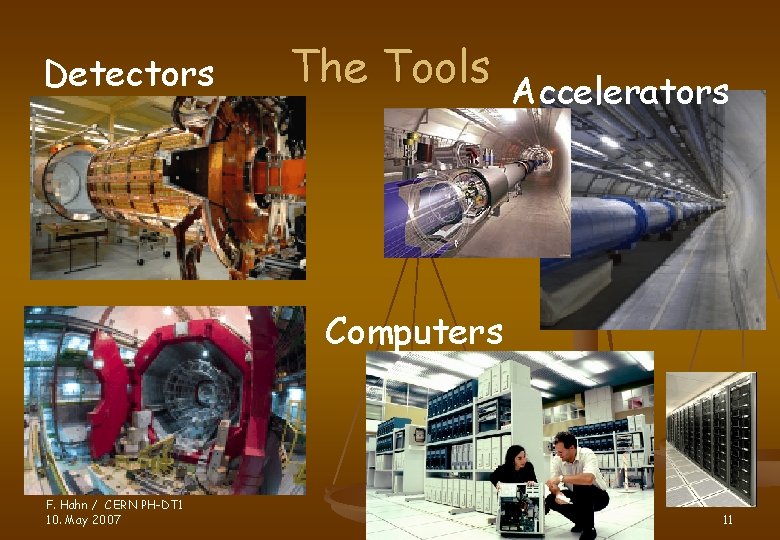 Detectors The Tools Accelerators Computers F. Hahn / CERN PH-DT 1 10. May 2007