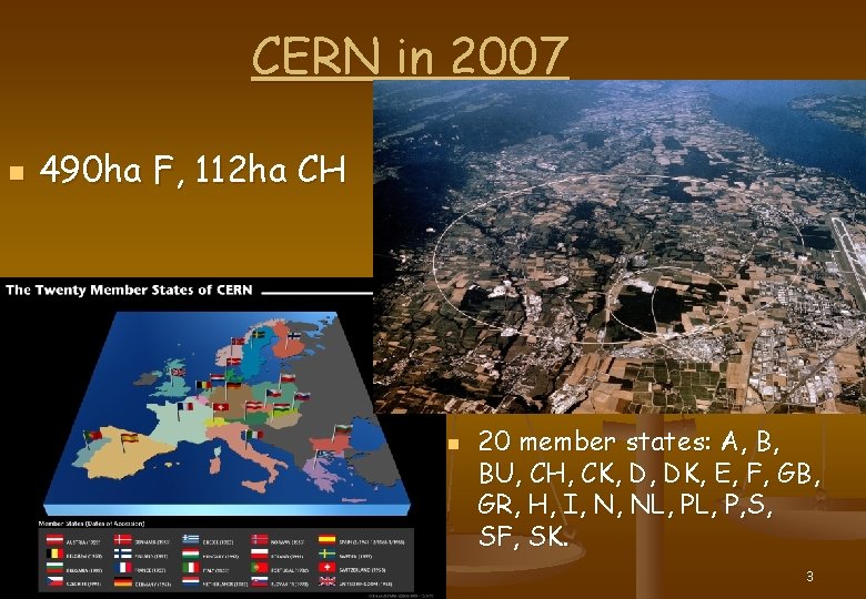 CERN in 2007 n 490 ha F, 112 ha CH n F. Hahn /