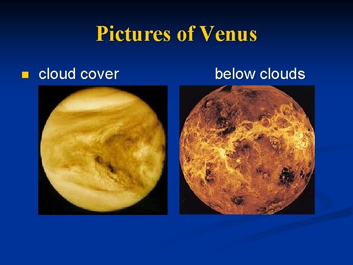 Pictures of Venus n cloud cover below clouds 