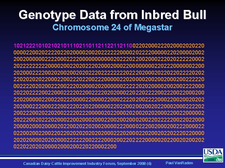 Genotype Data from Inbred Bull Chromosome 24 of Megastar 1021222101021021011102110112112110022020002020220 000022002022220220200002002022222200002022220000022020000200200000022220000002022002000222020222220002 2022222000020022020222020002200002202220000002200 2020002222002002020222222220200020220220222202022000222022002220000022020000200200200222220 0022220202002220200000022222020200002002002222000