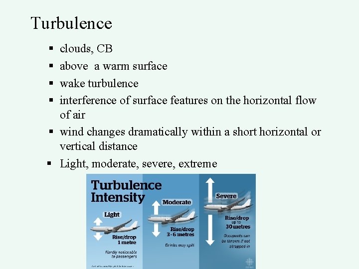Turbulence § § clouds, CB above a warm surface wake turbulence interference of surface