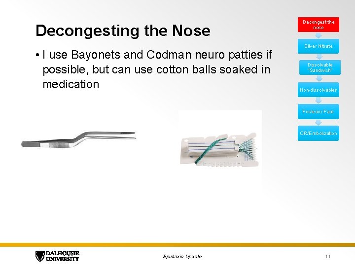 Decongesting the Nose • I use Bayonets and Codman neuro patties if possible, but