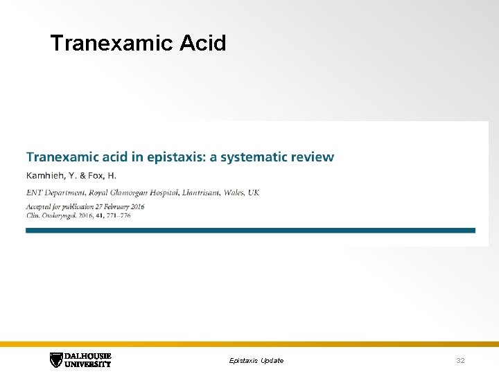Tranexamic Acid Epistaxis Update 32 