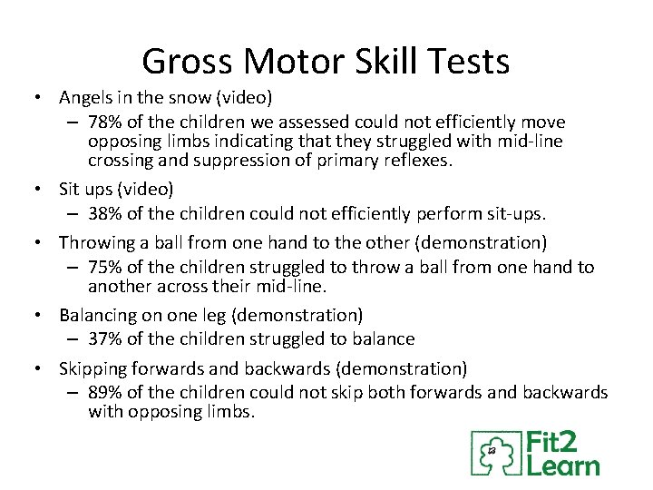 Gross Motor Skill Tests • Angels in the snow (video) – 78% of the