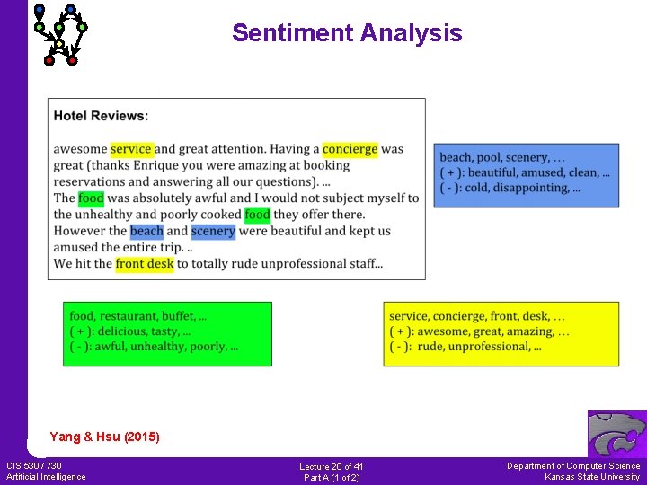 Sentiment Analysis Yang & Hsu (2015) CIS 530 / 730 Artificial Intelligence Lecture 20