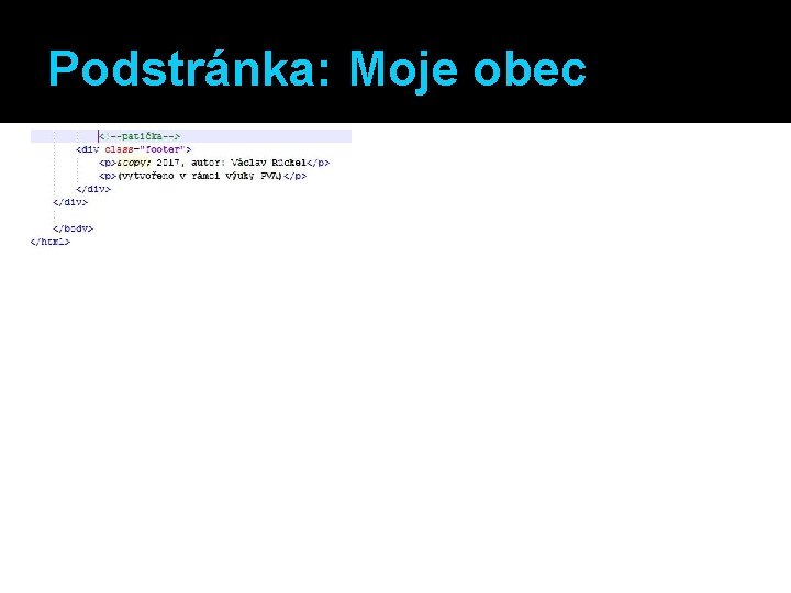 Podstránka: Moje obec 