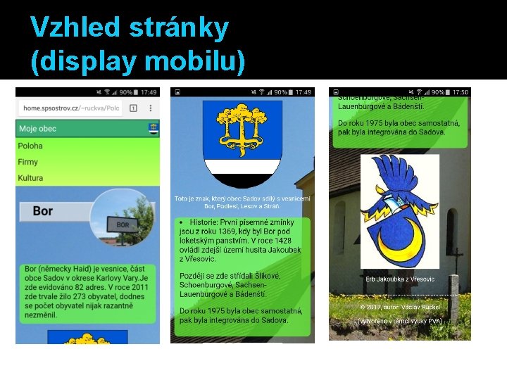 Vzhled stránky (display mobilu) 