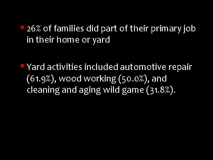 § 26% of families did part of their primary job in their home or