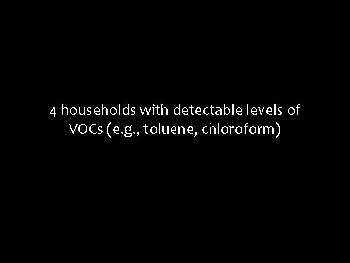 4 households with detectable levels of VOCs (e. g. , toluene, chloroform) 