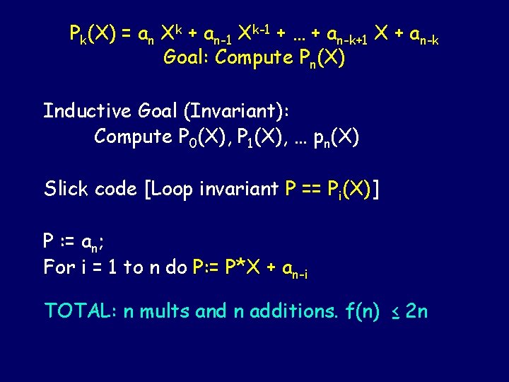 Pk(X) = an Xk + an-1 Xk-1 + … + an-k+1 X + an-k