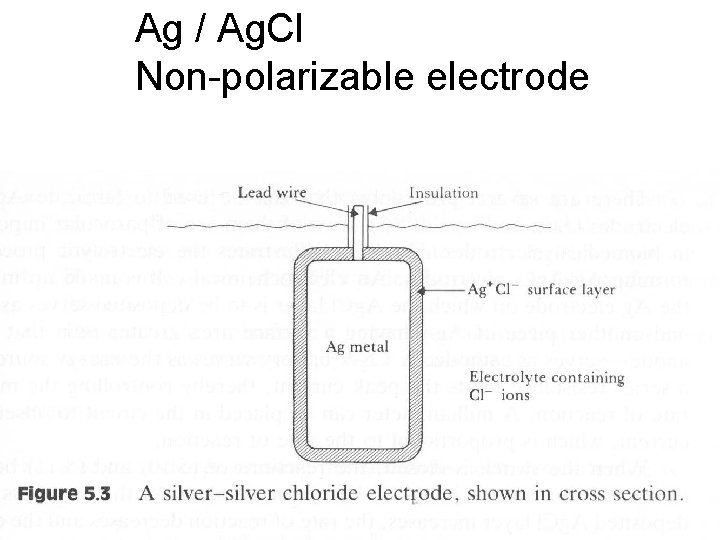 Ag / Ag. Cl Non-polarizable electrode Ag / Ag. Cl Non-polarizable electrode