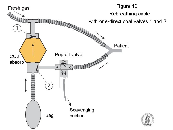Figure 10 Rebreathing circle with one-directional valves 1 and 2 Figure 10 Rebreathing circle with one-directional valves 1 and 2