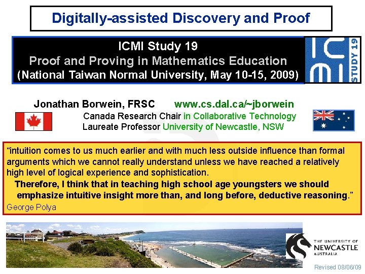 Digitally-assisted Discovery and Proof ICMI Study 19 Proof and Proving in Mathematics Education (National