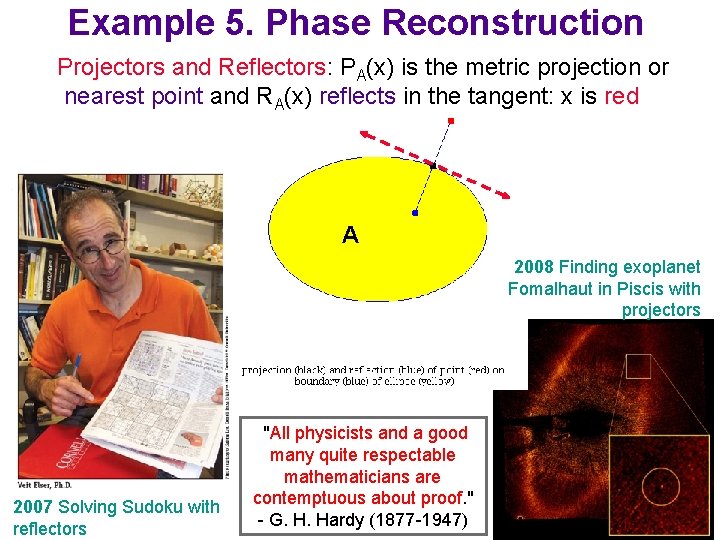 Example 5. Phase Reconstruction Projectors and Reflectors: PA(x) is the metric projection or nearest