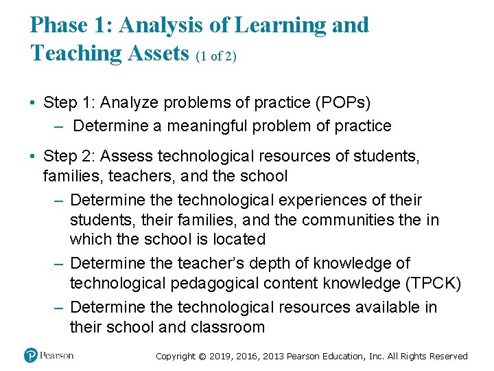 Phase 1: Analysis of Learning and Teaching Assets (1 of 2) • Step 1: