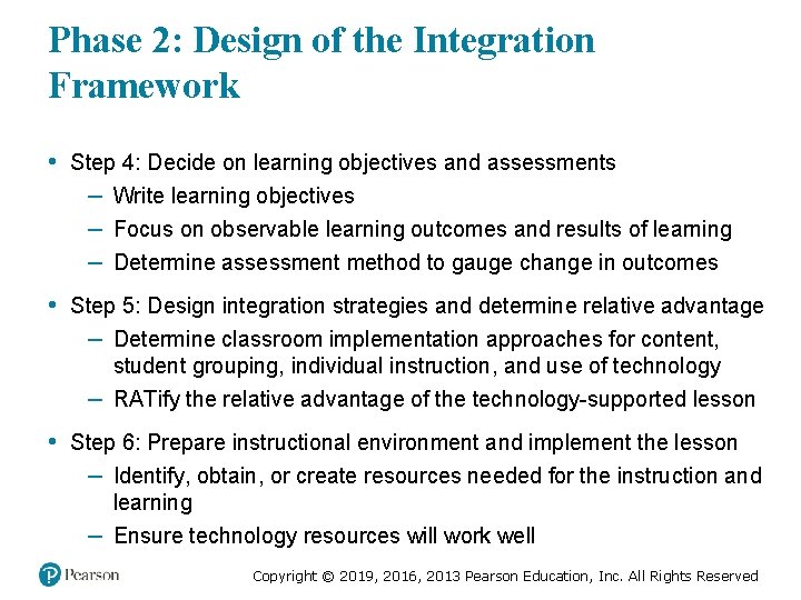 Phase 2: Design of the Integration Framework • Step 4: Decide on learning objectives