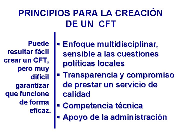 PRINCIPIOS PARA LA CREACIÓN DE UN CFT Puede resultar fácil crear un CFT, pero PRINCIPIOS PARA LA CREACIÓN DE UN CFT Puede resultar fácil crear un CFT, pero