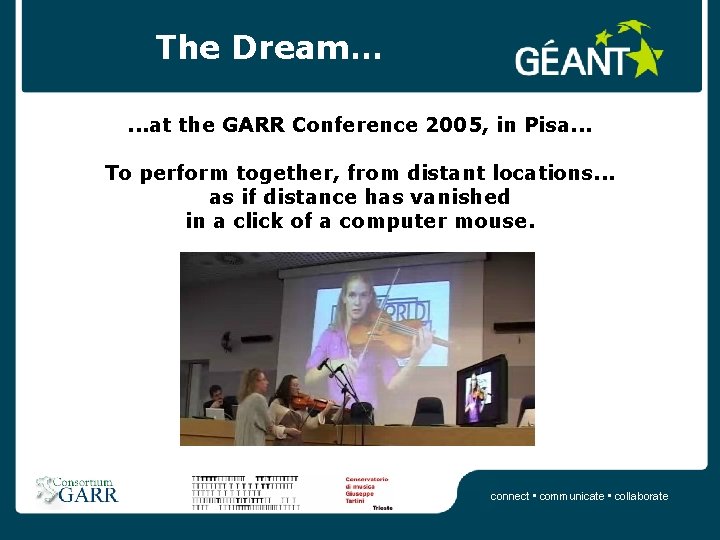 The Dream…. . . at the GARR Conference 2005, in Pisa. . . To