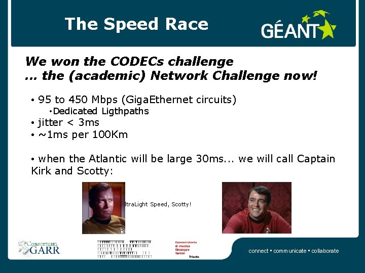 The Speed Race We won the CODECs challenge. . . the (academic) Network Challenge