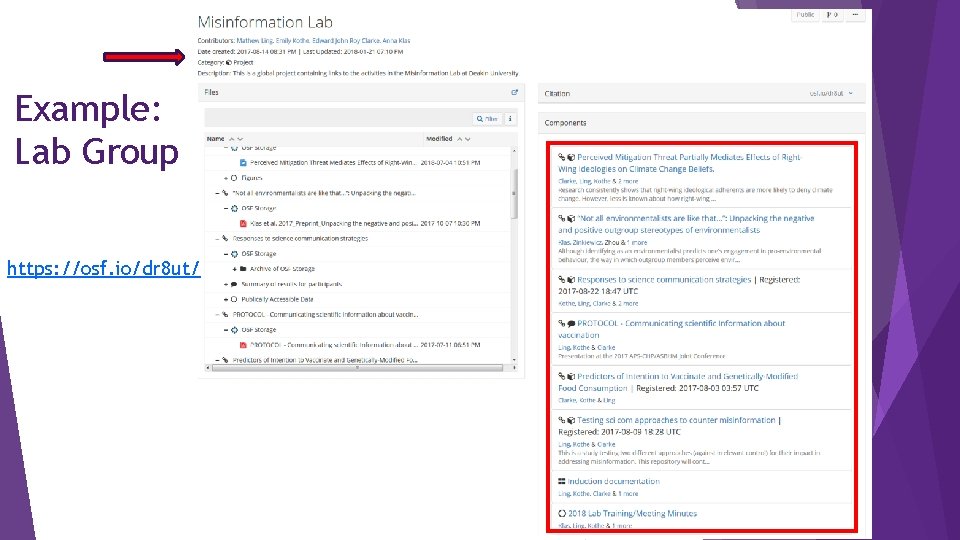 Example: Lab Group https: //osf. io/dr 8 ut/ 