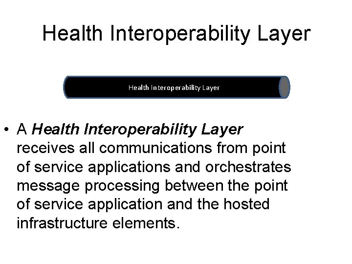 Health Interoperability Layer • A Health Interoperability Layer receives all communications from point of
