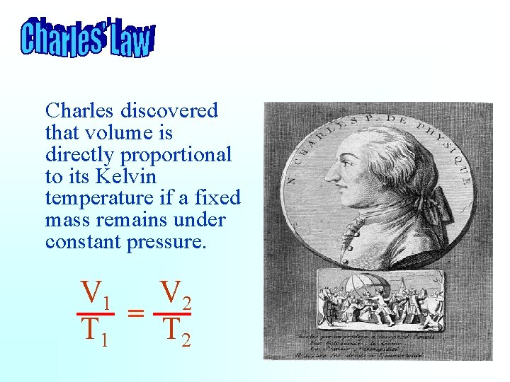 Charles discovered that volume is directly proportional to its Kelvin temperature if a fixed
