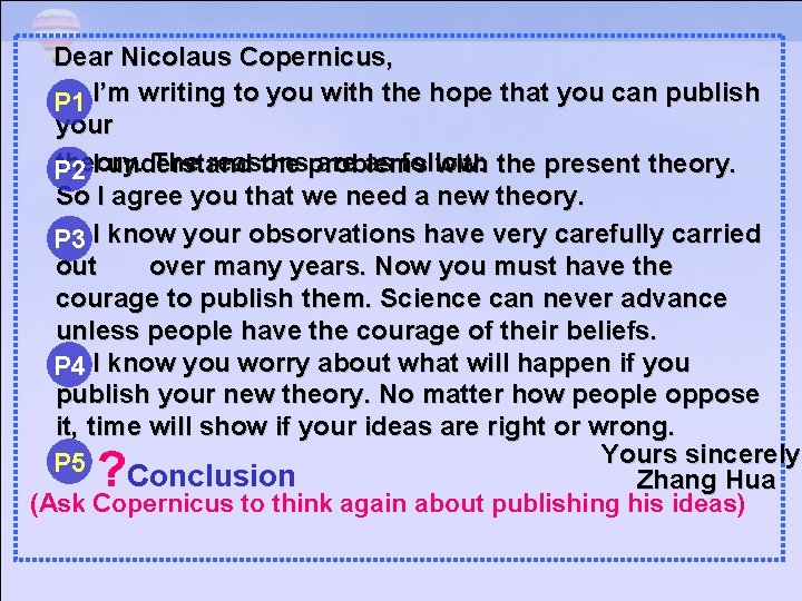  Dear Nicolaus Copernicus, I’m writing to you with the hope that you can