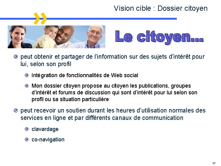 Vision cible : Dossier citoyen peut obtenir et partager de l’information sur des sujets