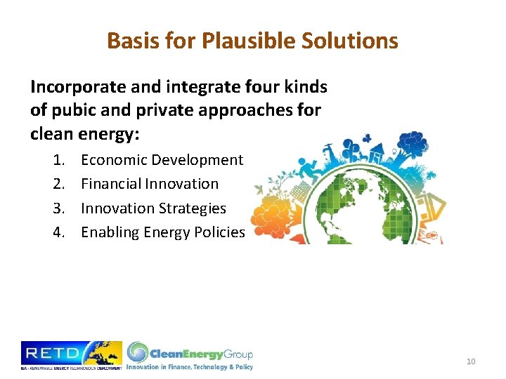 Basis for Plausible Solutions Incorporate and integrate four kinds of pubic and private approaches