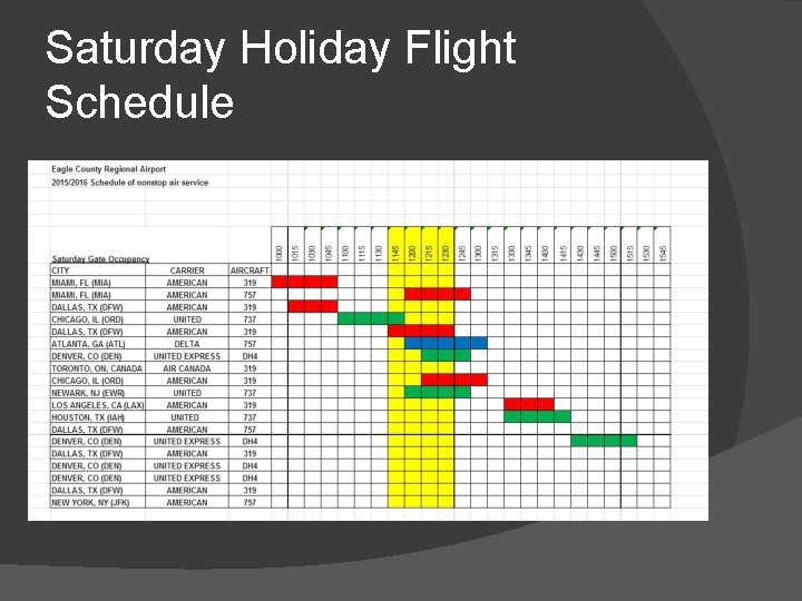 Saturday Holiday Flight Schedule Saturday Holiday Flight Schedule