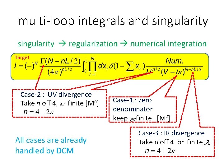 multi-loop integrals and singularity regularization numerical integration Target Case-2 : UV divergence Take n