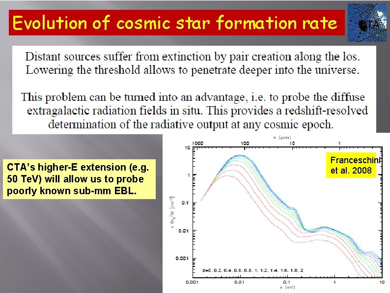 Evolution of cosmic star formation rate CTA’s higher-E extension (e. g. 50 Te. V)