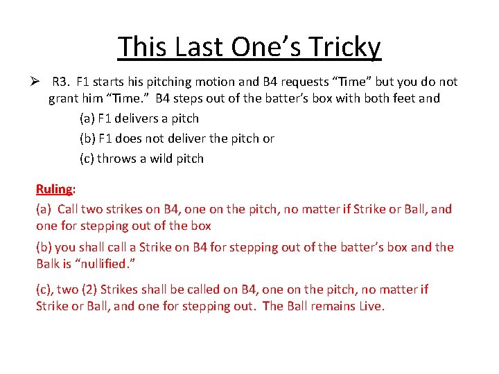 Infractions By The Pitcher That Might Ultimately Lead