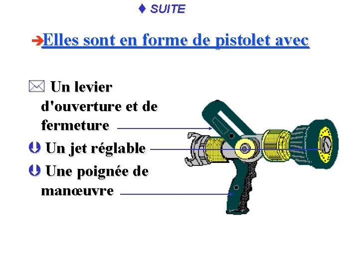 t SUITE èElles sont en forme de pistolet avec * Un levier d'ouverture et