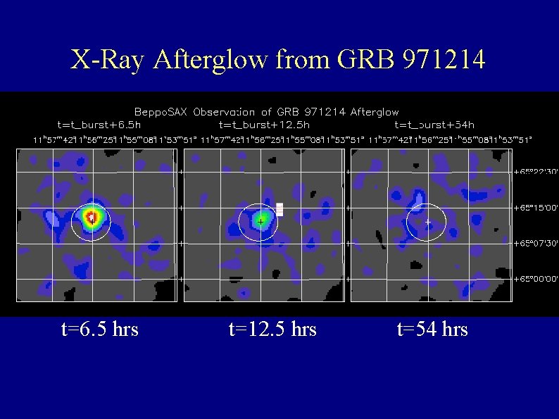 X-Ray Afterglow from GRB 971214 t=6. 5 hrs t=12. 5 hrs t=54 hrs 