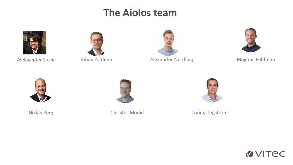 The Aiolos team Aleksander Slavic Niklas Berg Johan Nihleen Christer Modin Alexander Nordling Conny The Aiolos team Aleksander Slavic Niklas Berg Johan Nihleen Christer Modin Alexander Nordling Conny