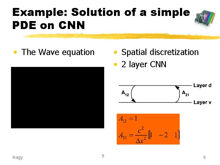 Example: Solution of a simple PDE on CNN • The Wave equation Nagy •