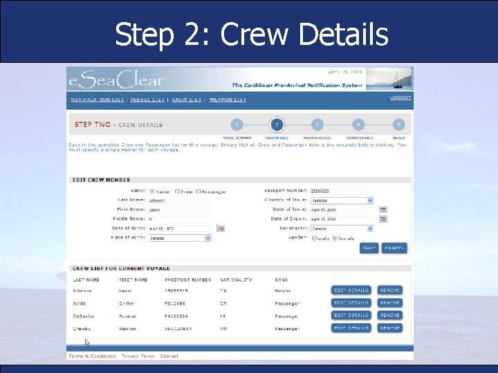 Step 2: Crew Details 