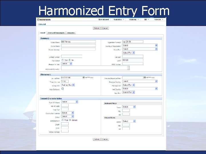 Harmonized Entry Form 
