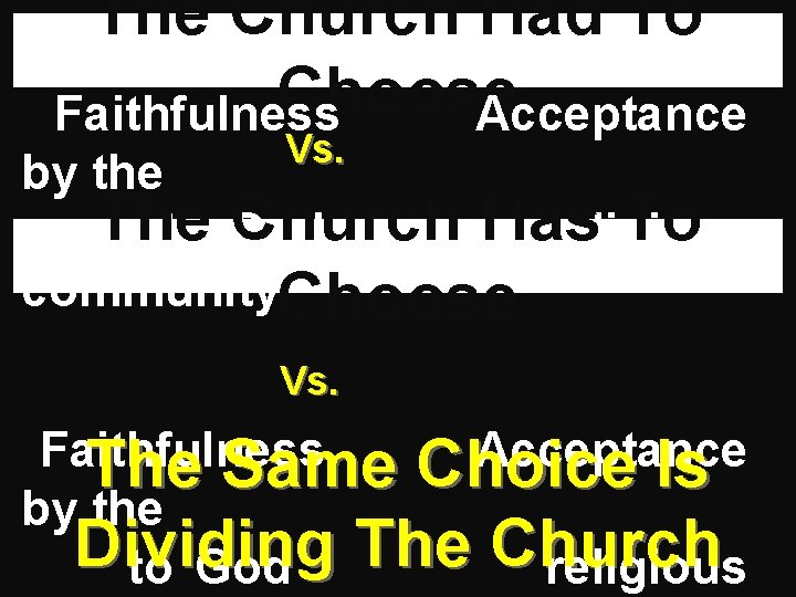 The Church Had To Choose Faithfulness Acceptance Vs. by the The Church Has To