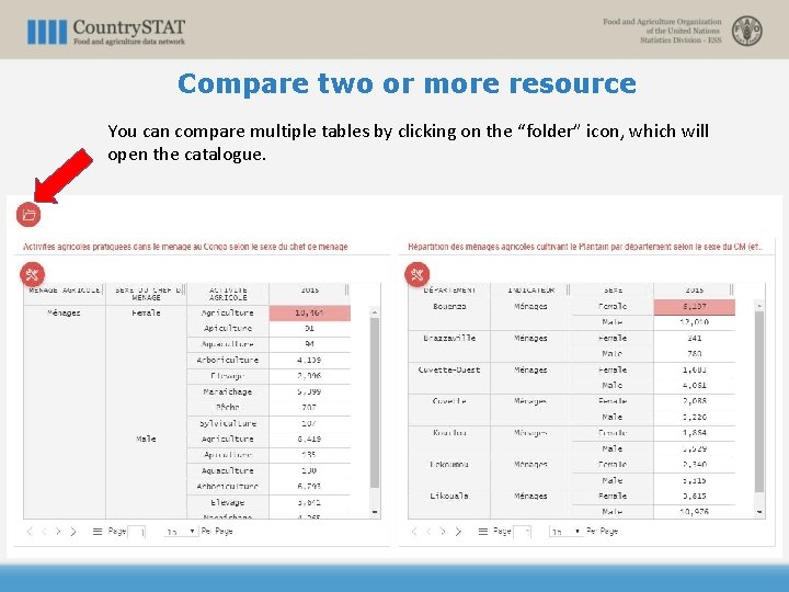 Compare two or more resource You can compare multiple tables by clicking on the