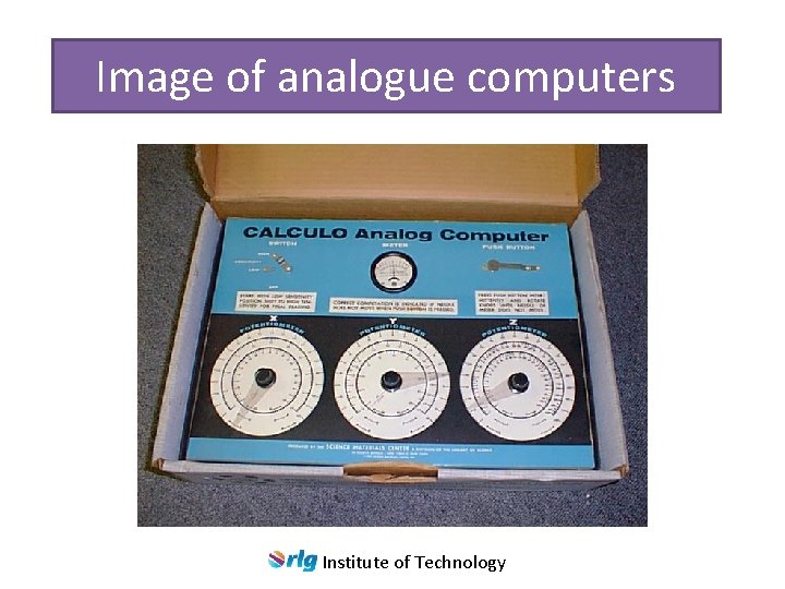 Image of analogue computers Institute of Technology 