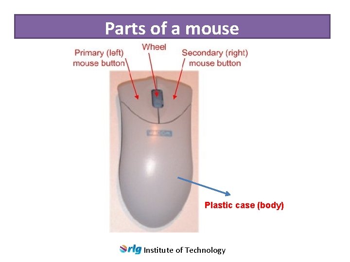 Parts of a mouse Plastic case (body) Institute of Technology 