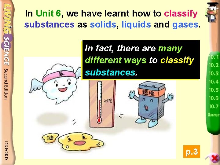 In Unit 6, we have learnt how to classify substances as solids, liquids and