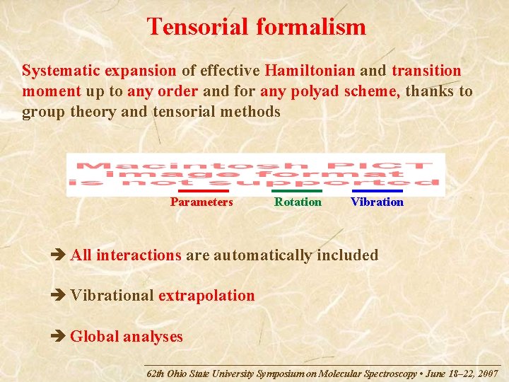 Tensorial formalism Systematic expansion of effective Hamiltonian and transition moment up to any order