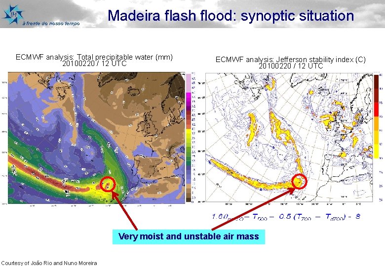 à frente do nosso tempo Madeira flash flood: synoptic situation ECMWF analysis: Total precipitable