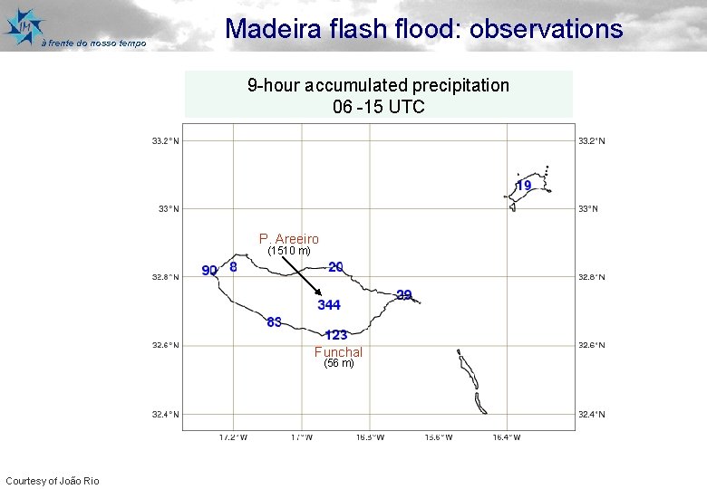 à frente do nosso tempo Madeira flash flood: observations 9 -hour accumulated precipitation 06